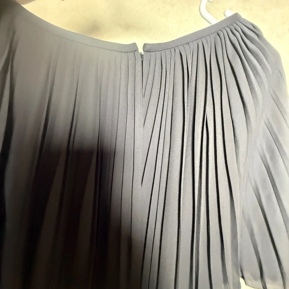Kate Spade New York Pleated Capelet Midi Dress Grey Size 8 Sunburst Pleat Tiered